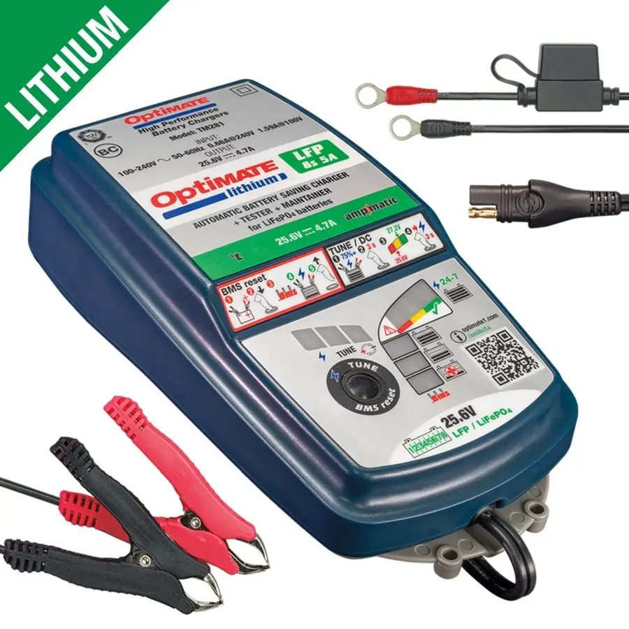OPTIMATE nabíječka akumulátorů OPTIMATE LITHIUM 8S 25.6V / 26.4V 5A, 2,5-100AH, LFP / LIFEPO4, SAE (EL) (12) (OPTIMATE nabíječka akumulátorů OPTIMATE)