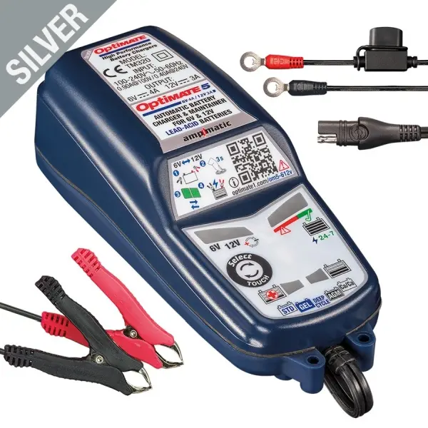 OPTImate nabíječka akumulátorů OPTImate 5 AMPMATIC 6V 4A 3-160AH / 12V 3A 3-120AH, AGM / GEL / STD / SLI / DEEP CYCLE, SAE (EL) - nahrazuje TM222 (12)