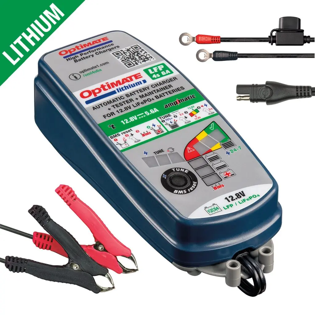 OPTImate nabíječka akumulátorů OPTImate LITHIUM 4S AMPMATIC 12.8V / 13.2V 6A, 3-72AH, LIFEPO4, SAE (EL) (14) (TM390) (OPTImate nabíječka akumulátorů)