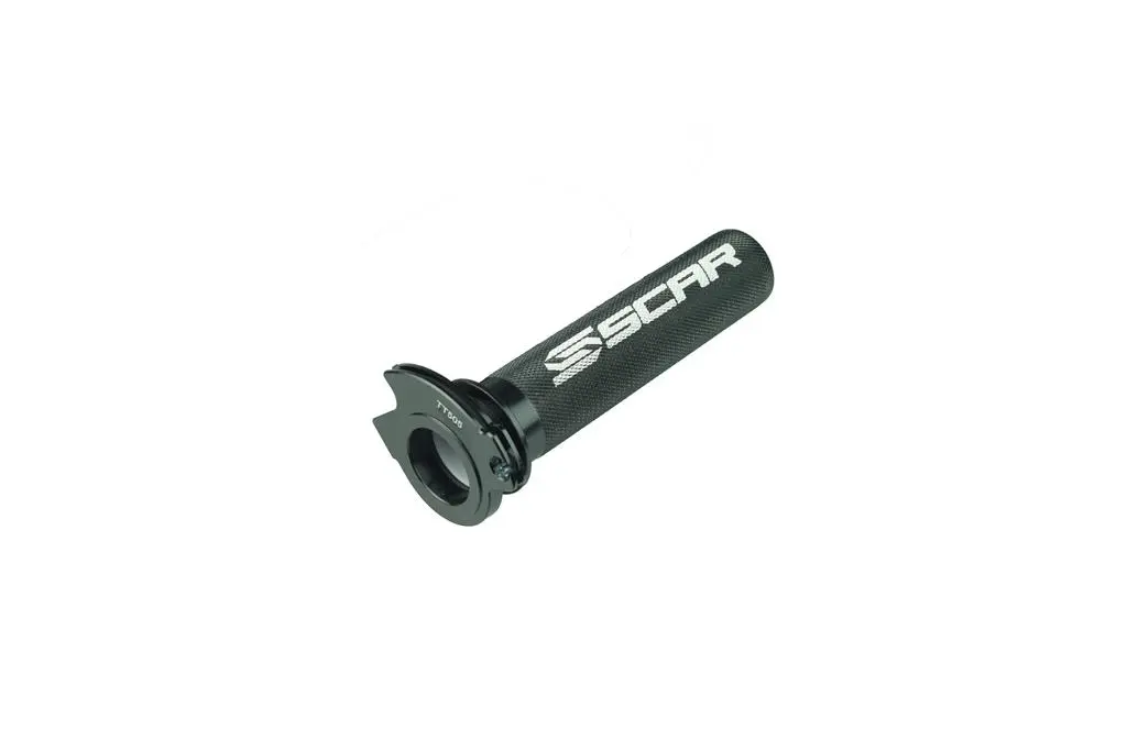 SCAR nová závodní plynová rukojeť hliníková s ložiskem KTM SX 65 21-23, HUSQVARNA TC 65 21-23, GASGAS MC 65 21-23 barva černá (SCAR nová závodní)