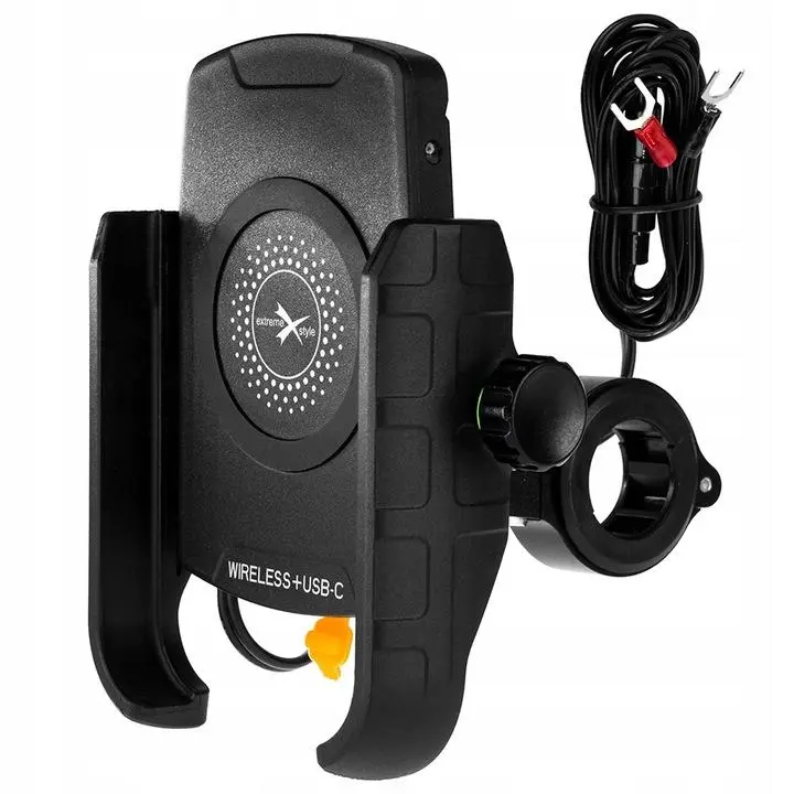 BIKETEC držák telefonu s indukční nabíječkou USB-C, QUICK CHARGE na telefon montovaný na řidítka nebo zrcátko typ: R9W-PD METAL WIRELESS-PD (EL) (K)