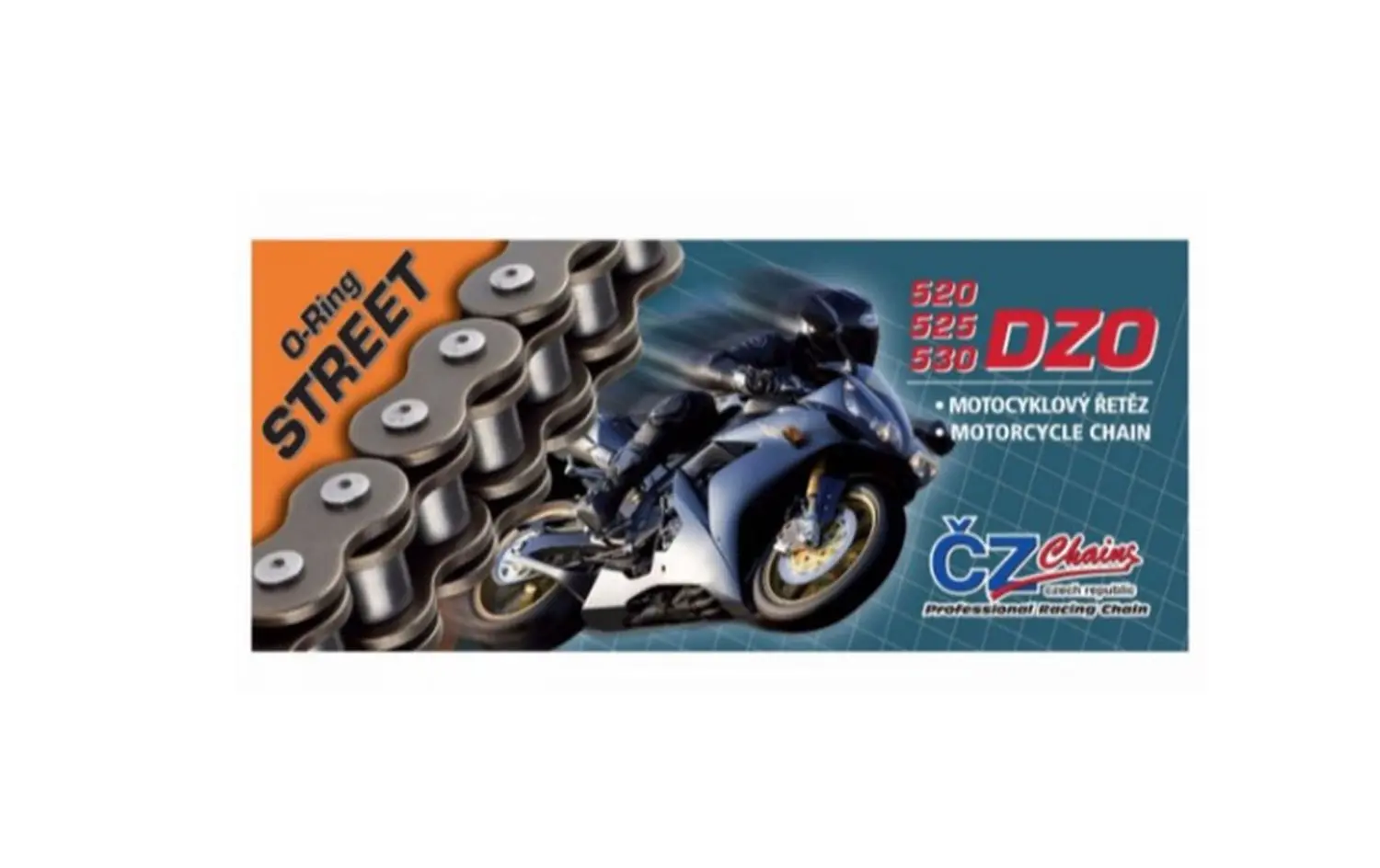 CZ hnací řetěz 520 DZO (104 článků) O-kroužek bronzová do 750 ccm (STREET) + spojka (CZ hnací řetěz 520 DZO (104 článků) O-kroužek bronzová do 750)