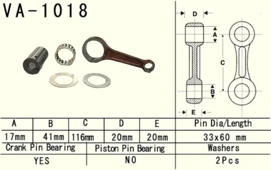 VESRAH ojnice HONDA TRX 350 RANCHER '99-'06 (VA1018) čep 17MM (MADE IN JAPAN) ( )