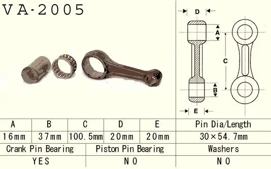 VESRAH ojnice YAMAHA YFM/YFB 225 '83-'04, XT 225 (VA2005) (YFM225) (XT225) (MADE IN JAPAN) ( )