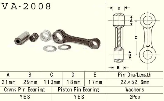 VESRAH ojnice YAMAHA YFM 350 (YFM350) BANSHEE '87-'06 (VA2008) (MADE IN JAPAN) ( )