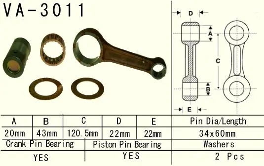 VESRAH ojnice SUZUKI LTF 400 (LTF400) EIGER '02-'10, DR 350 '90-'99, LTF400 (LTF400) KING QUAD FSI '12-'15 (VA3011) (VA-3010) (MADE IN JAPAN) ( )