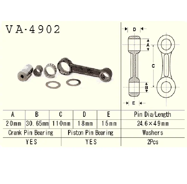 VESRAH ojniční sada KAWASAKI JS 550 (550 SX) 82-90 (A1,A2,A3,A4,A5,A6,A7,A8,B1) (vodní skútr) vyrobeno v Japonsku ( )