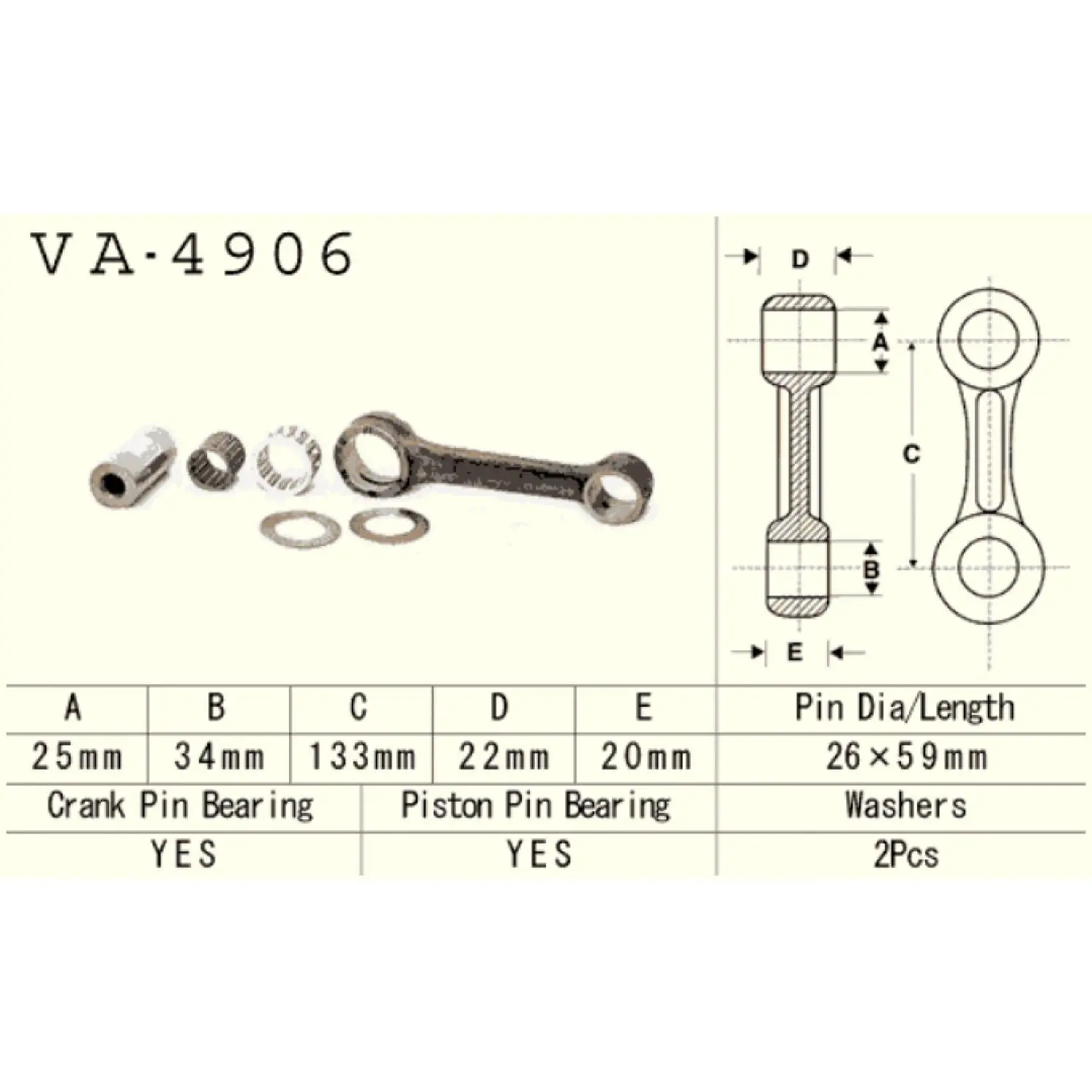 VESRAH ojniční sada KAWASAKI JS 750 92-95 (vodní skútr) vyrobeno v Japonsku ( )