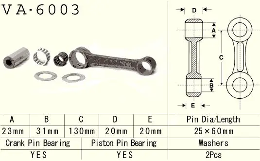 VESRAH ojniční sada YAMAHA YZ 250 (YZ250) 83-89 (VA6003) vyrobeno v Japonsku (VESRAH ojniční sada YAMAHA YZ 250 (YZ250) 83-89 (VA6003) vyrobeno v)