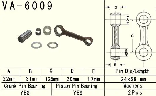 VESRAH ojniční sada YAMAHA YZ 250 (YZ250) 99-20 (VA6009) vyrobeno v Japonsku ( )