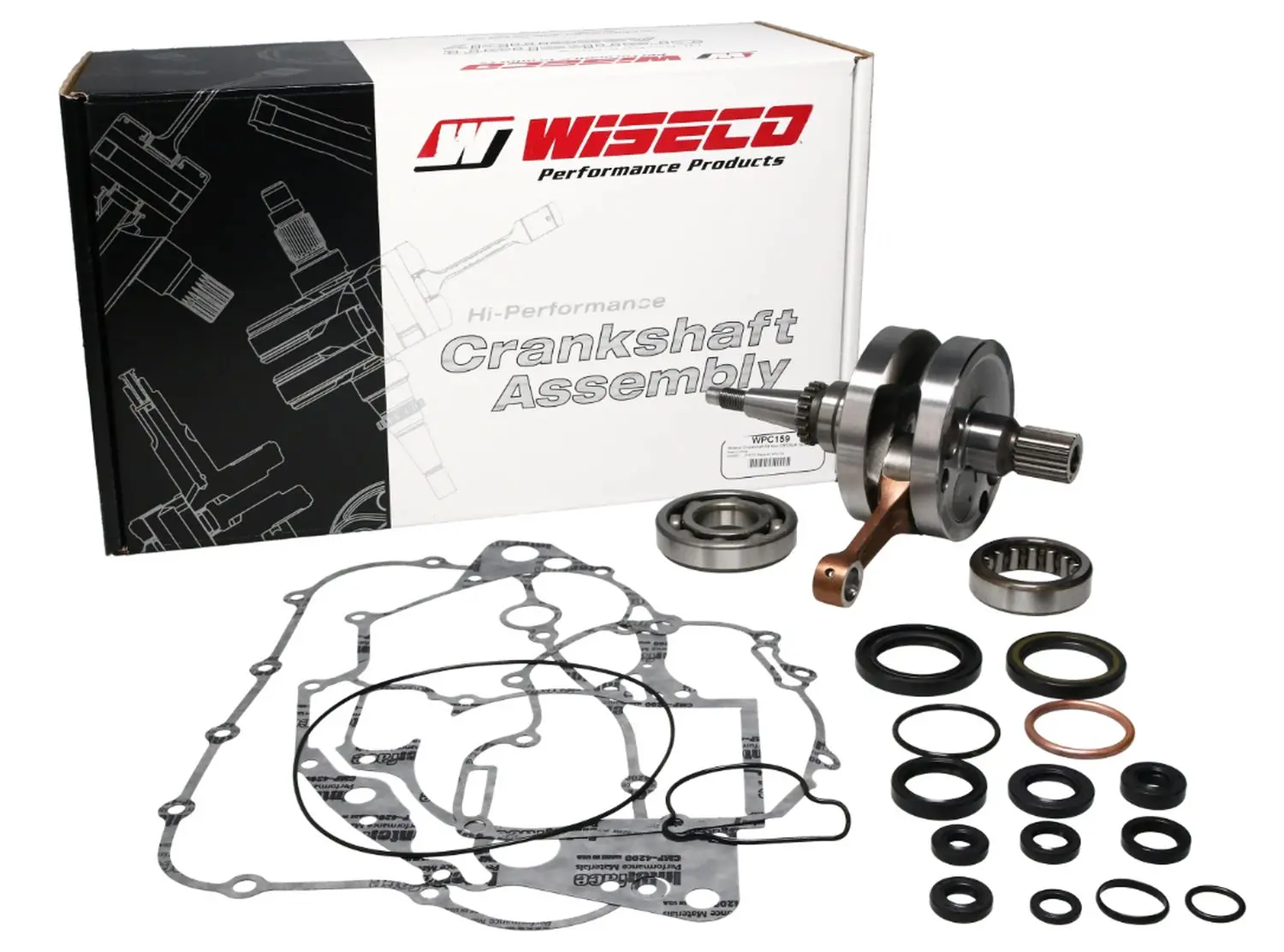 WISECO kliková hřídel KTM SX 85 13-17, HUSQVARNA TC 85 14-17 (s ložisky klikovky + sada těsnění a gufer na spodek motoru) (WISECO kliková hřídel KTM)