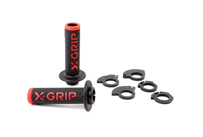 X-GRIP gripy BRAAAAP GRIPS LOCK-ON-GRIP (s adaptéry plynu) RED OPEN END (s otvorem) barva červená (X-GRIP gripy BRAAAAP GRIPS LOCK-ON-GRIP (s)