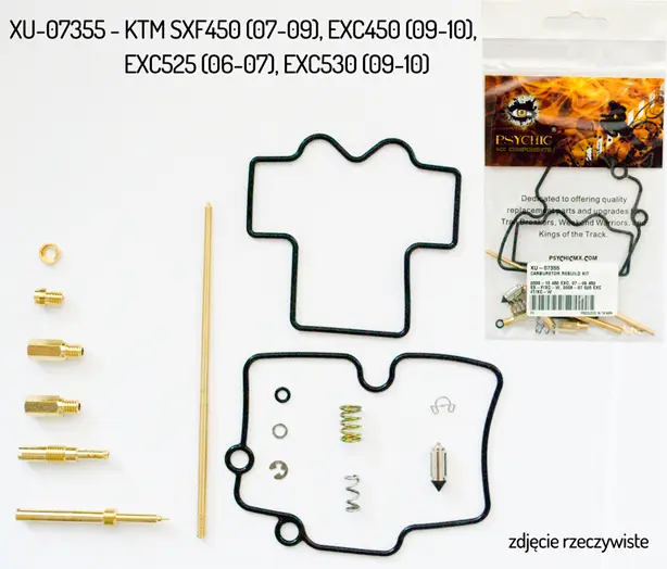 PSYCHIC sada na opravu karburátoru KTM SXF 450 07-12, EXC 450 07-11, EXC 525 06-07, EXC 530 09-11 (26-1520) (na 1 karburátor)(trysky 188/180/42/85)
