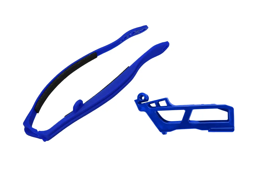 UFO komplet kluzák + vodítko řetězu YAMAHA YZF 450 23-25, YZF 250 24-25 barva modrá (YA04898089 + YA04806089) (UFO komplet kluzák + vodítko řetězu)