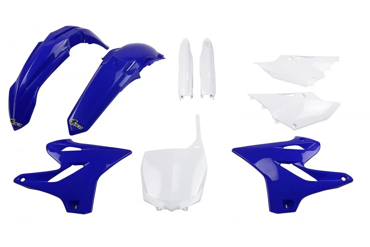 UFO kompletní sada plastů (FULL KIT) s kryty přední vidlice YAMAHA YZ 125 15-21, YZ 250 15-21 barva (modrá/bílá) (YA319E999) (UFO kompletní sada)