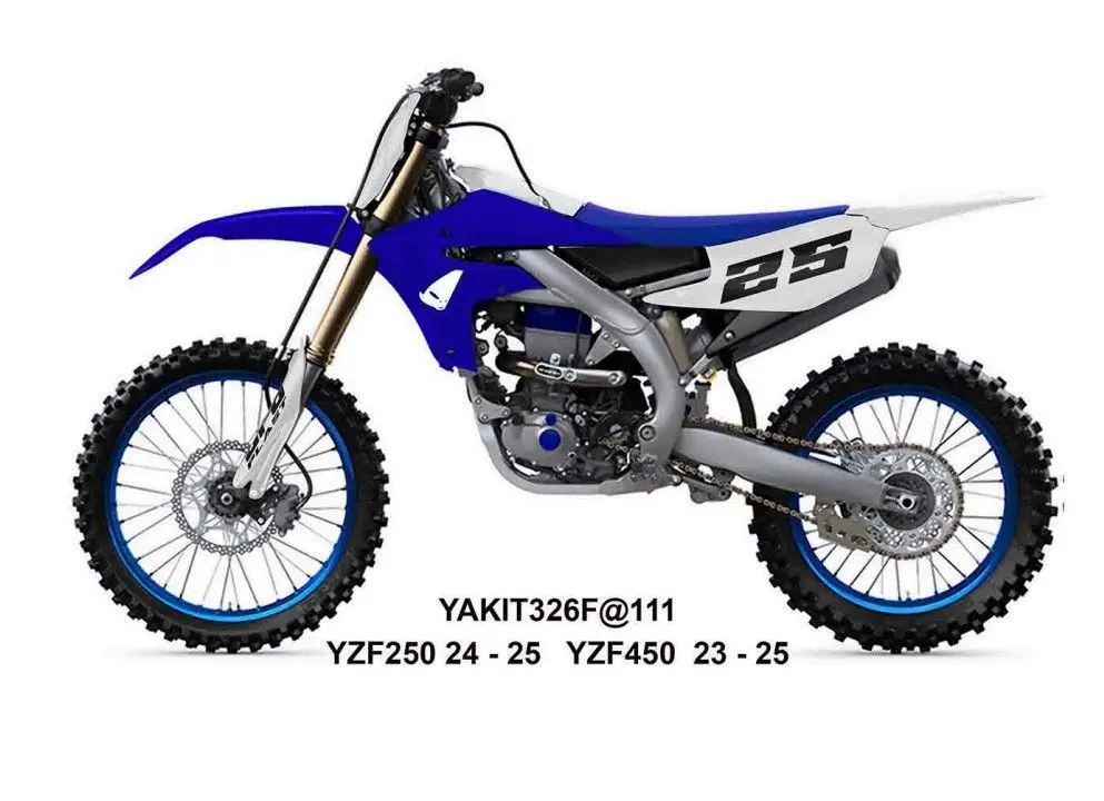 UFO kompletní sada plastů (FULL KIT) s kryty tlumičů YAMAHA YZF 250 24-26, YZF 450 23-25 barva modrá / bílá (UFO kompletní sada plastů (FULL KIT) s)