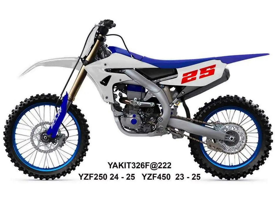 UFO kompletní sada plastů (FULL KIT) s kryty tlumičů YAMAHA YZF 250 24-26, YZF 450 23-25 barva bílá / modrá ( )