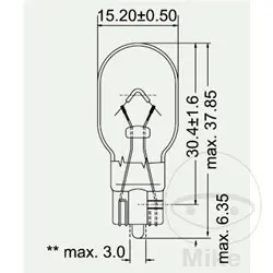 JMP žárovka 12V16W W2.1X9.5D obsah 1 ks. HONDA CBF 250 04-06, CG 125 ES 04-08, XR 125 L 03-08, SUZUKI GSX 1100 E  ANTI DIVE 86-87, GSX-R 600 04-05,