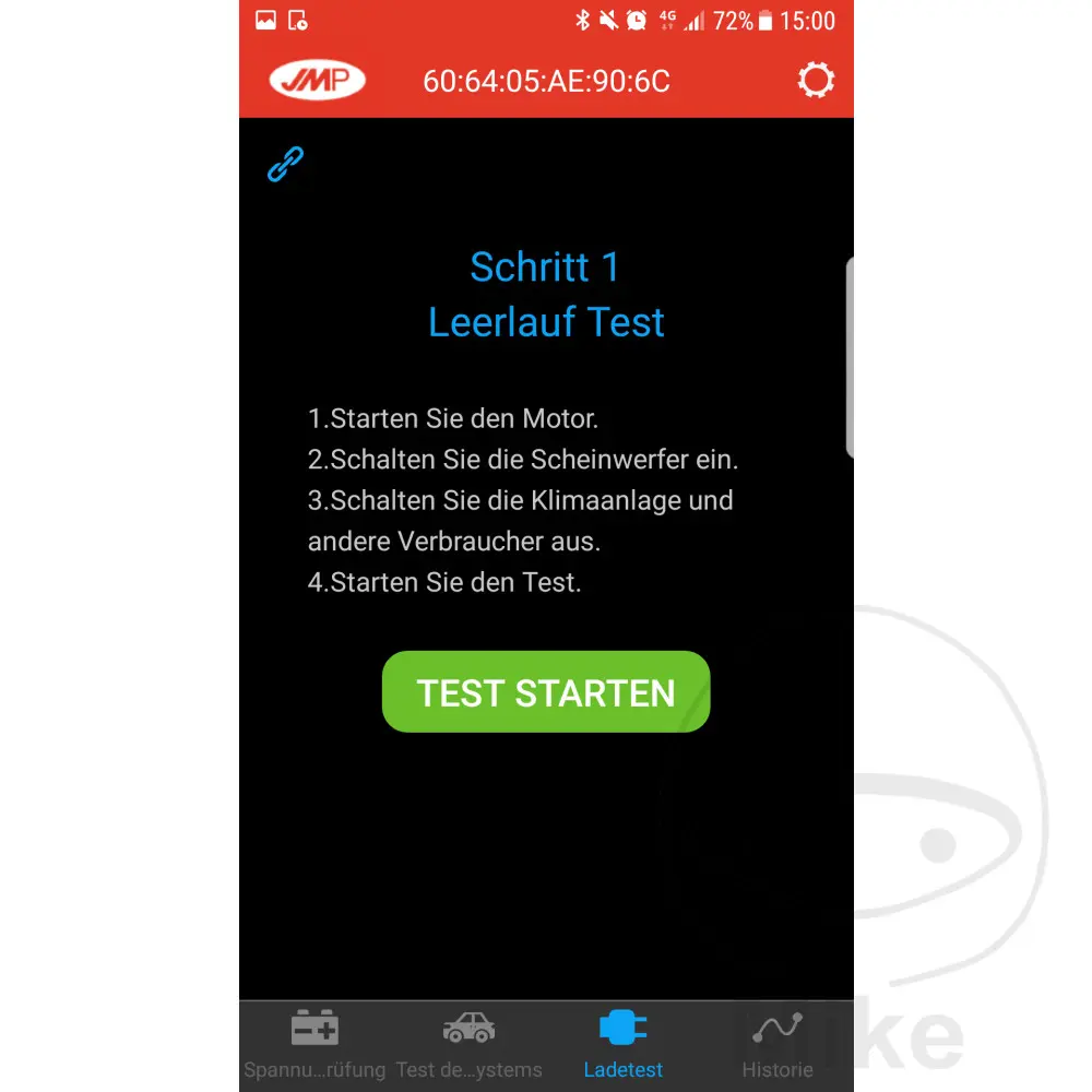 JMP skan Monitor akumulátorů 2 Bluetooth propojení s aplikací zdarma ADIVA AD 250 07, AD 250 IE 08-10, NAMURA 50 09-10, ADLY/HER CHEE/HERKULES AIR TEC