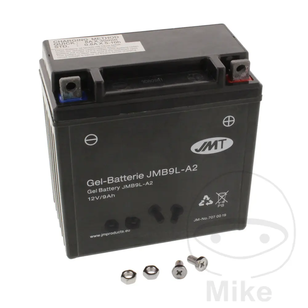 JMT motocyklový akumulátor YB9L-A2 Gel JMT Yuasa 7070543 3265 6ON 0065 DERBI BOULEVARD 125 03-07, BOULEVARD 150 06-09, KAWASAKI EL 250 ELIMINATOR