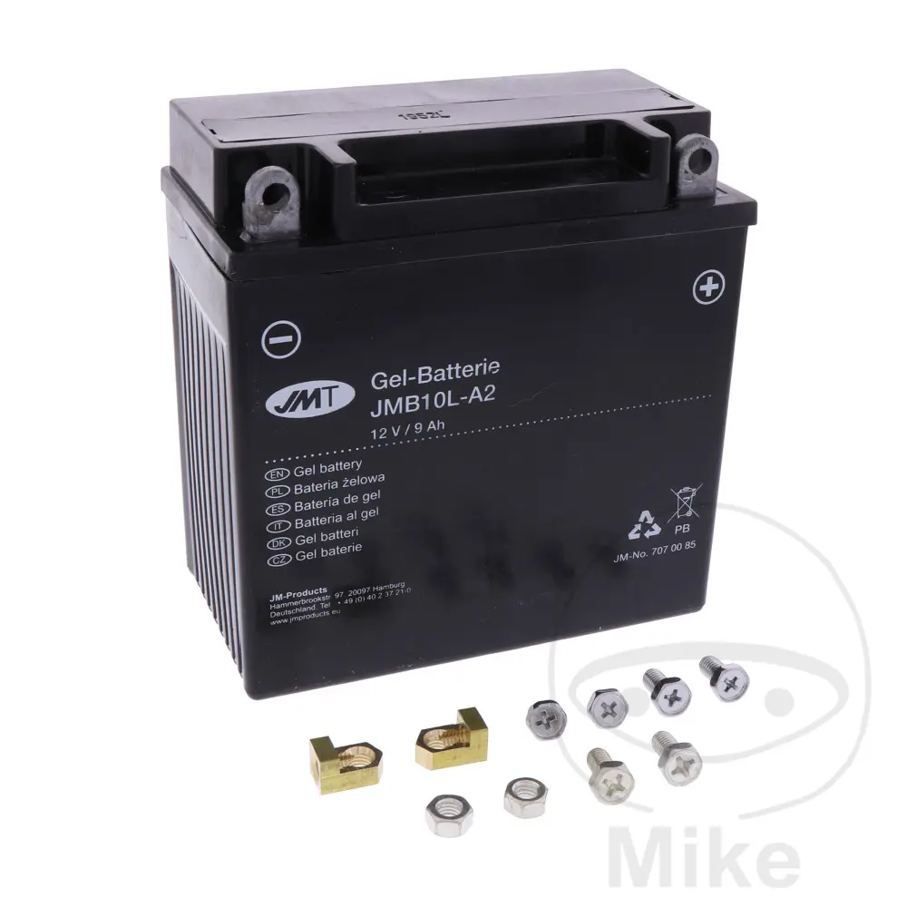 JMT motocyklový akumulátor YB10L-A2 Gel JMT Yuasa 7070261 3026 6ON 9050 GILERA DAKOTA 350 ER 87, DAKOTA 500 ER 87, KAWASAKI Z 250 79-82, Z 250 LTD