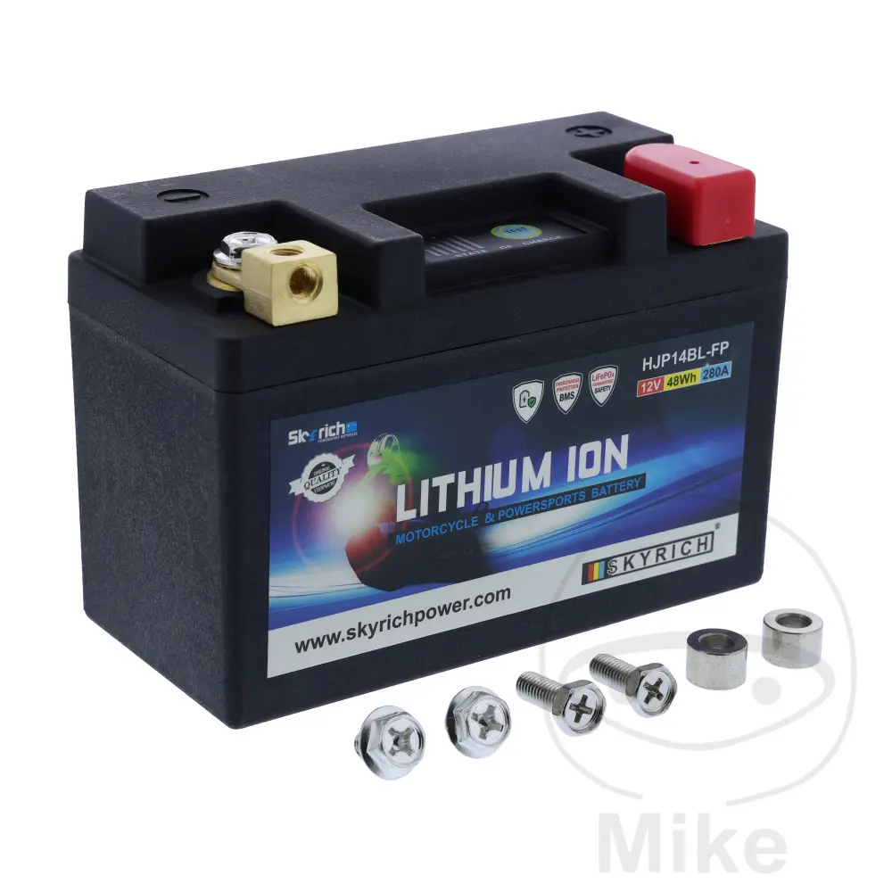 Skyrich motocyklový akumulátor LTM14BL SKY Lithium-iontová s ukazatelem a ochranou proti přebíjení APRILIA ARRECIFE 125 04-06, ARRECIFE 200 04-06,