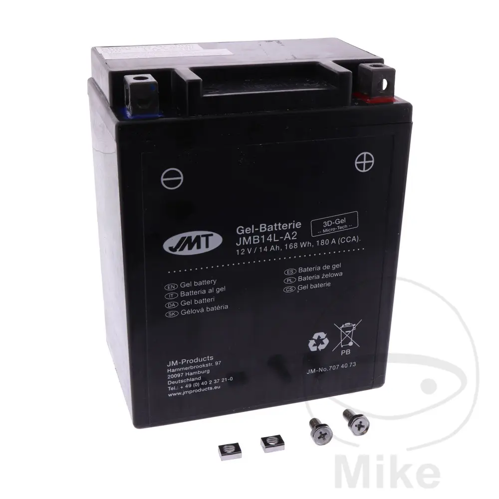 JMT motocyklový akumulátor YB14L-A2 Gel JMT Yuasa 7070345 3075 6ON 9081 APRILIA ATLANTIC 500 02-05, SCARABEO 500 IE 02-05, SCARABEO 500 IE  ABS 02-05,