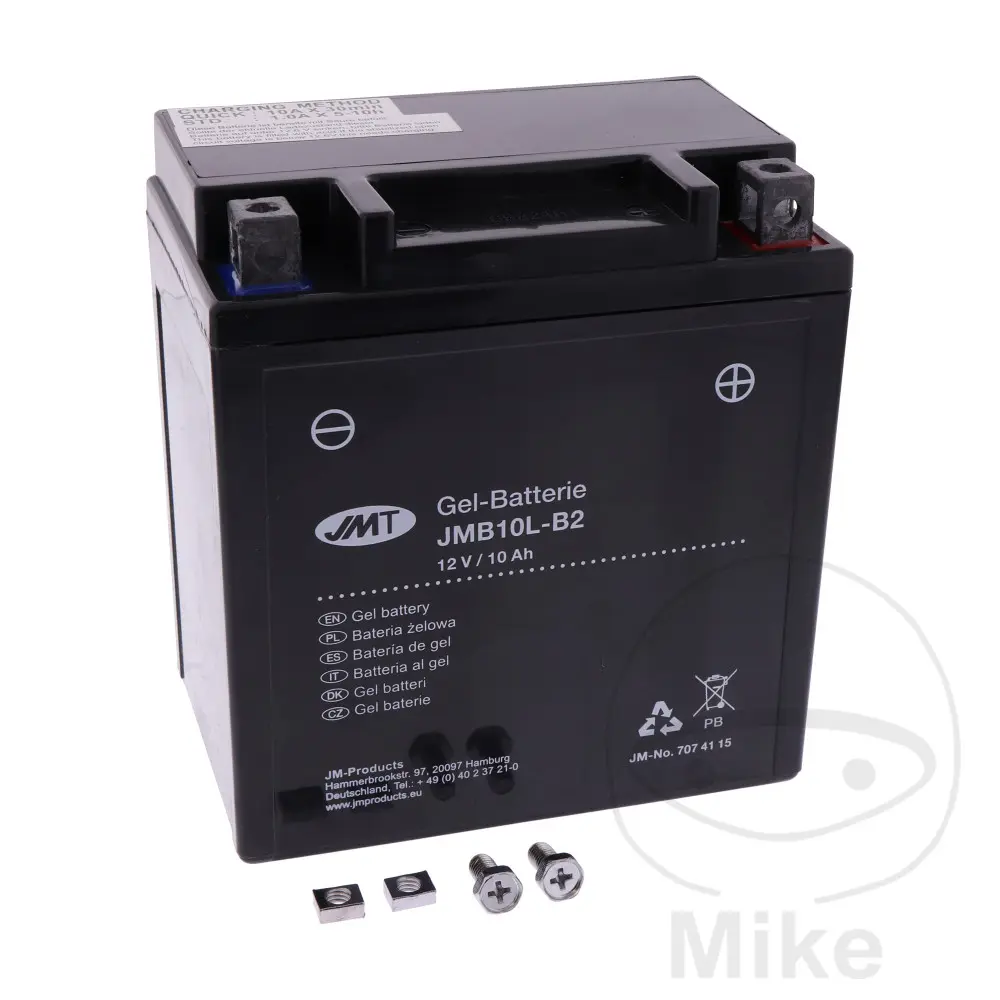 JMT motocyklový akumulátor YB10L-B2 Gel JMT Yuasa 7070402 3273 6ON 9057 APRILIA SCARABEO 250 IE 06-10, DERBI GP1 50 LC 02-04, PREDATOR 50 LC 99-02,