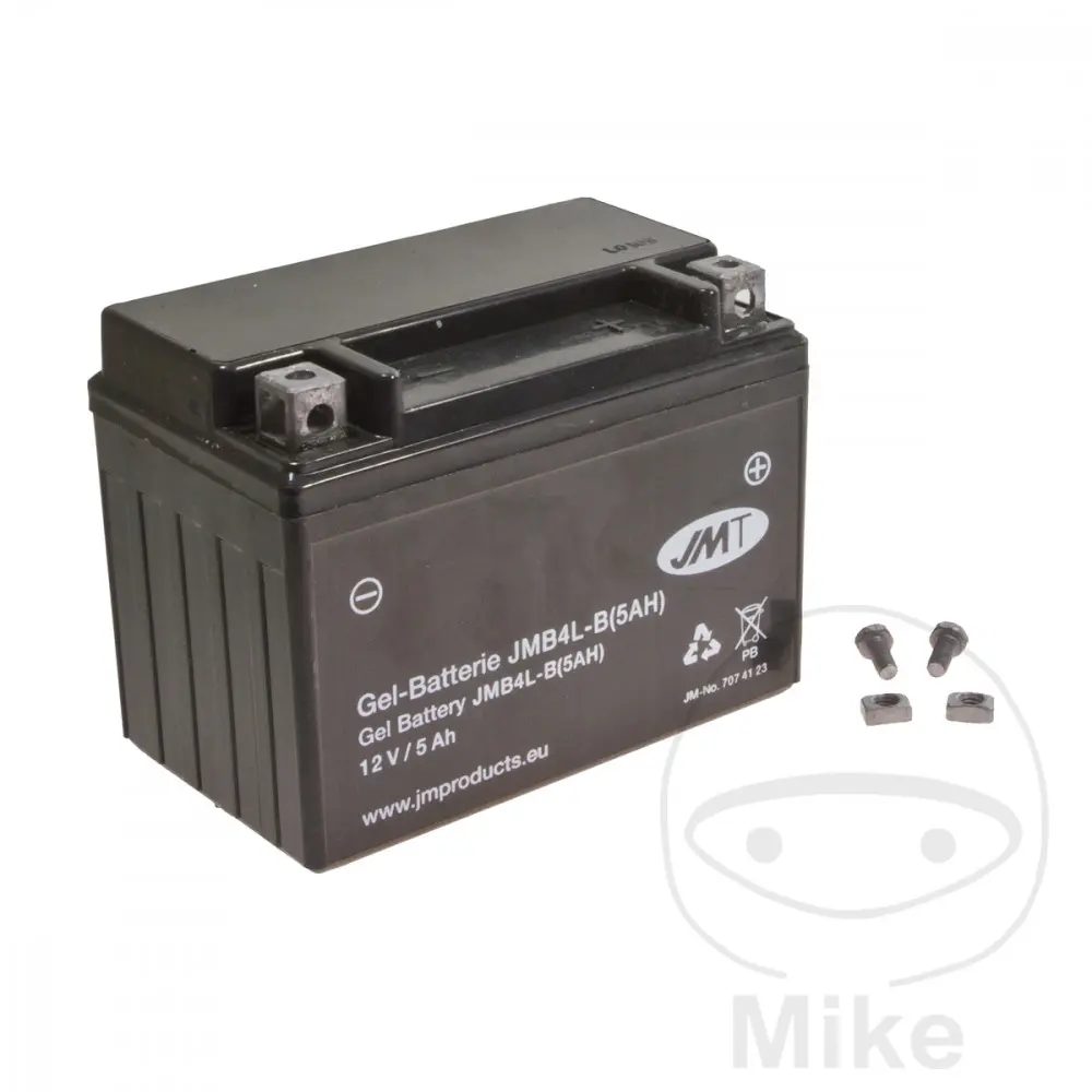 JMT akumulátor motocyklový YB4L-B 5A GELJMT ADLY/HER CHEE/HERKULES AT 50 PT2 99-01, CHEE/HERKULES RAPIDO 50 99-01, AGM GMX 450 25 4T 11-18, GMX 450 25