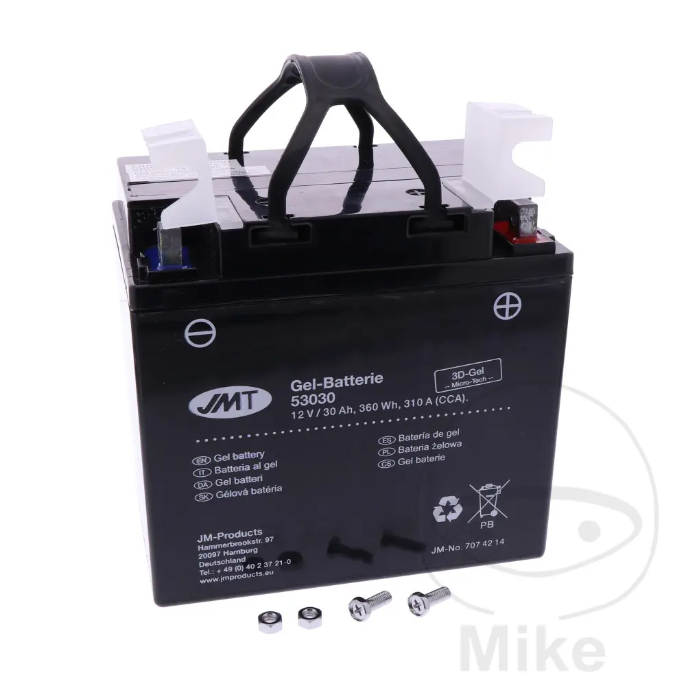 JMT motocyklový akumulátor 53030 Gel JMT Yuasa 7071004 3844 6ON 9099 BMW K 75 86-88, K 75 /2 89-92, K 75 /2  ABS 90-93, K 75 /2 EDITION 96, K 75 /2