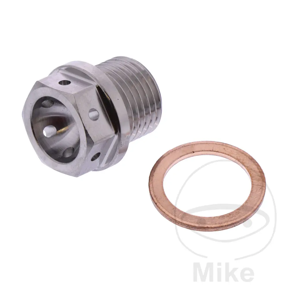 JMP šroub výpust oleje MAG BO M16X1.5 mm 12 mm Titan stříbrná BMW HP4 1000  ABS 12-16, HP4 1000 COMPETITION ABS 13-16, HP4 1000 RACE 17-20, M 1000 RR