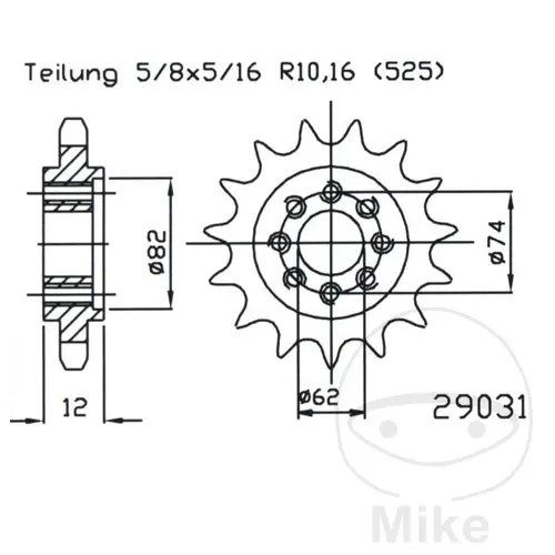 Esjot ozubené kolečko 22Z pro řetěz 525 kulatý 17.2/20 APRILIA SRV 850 IE 12-17, SRV 850 IE  ABS 12-18, GILERA GP 800 07-14 ( )