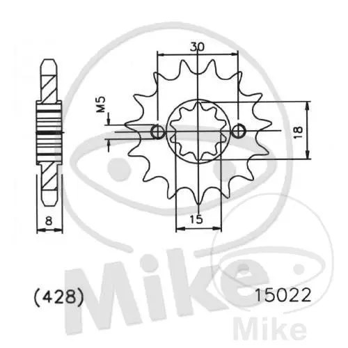 Esjot přední ozubené kolečko 13Z typ řetězu 428 jemné ozubení vnitřní rozteč 15/18 HERCULES ZX 50 95-96, SACHS ZX 50 96-00 ( )
