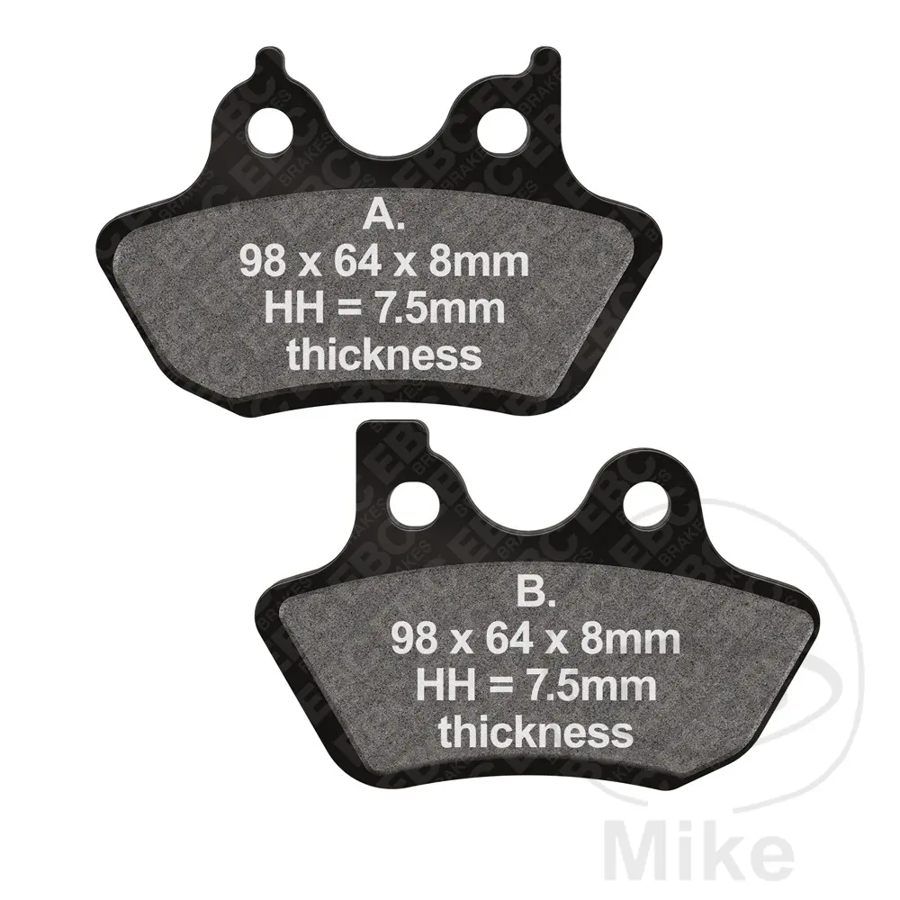 EBC brzdové destičky Sinter HH EBC HARLEY DAVIDSON FLHR 1450 ELECTRA GLIDE ROAD KING 00-01, DAVIDSON FLHR 1450 ROAD KING 02-03, DAVIDSON FLHR 1584