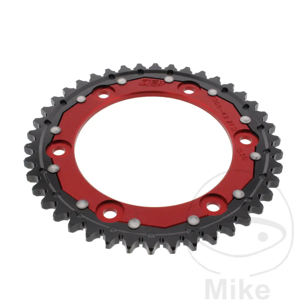 ZF Sprockets rozeta DUA 42Z pro řetěz 530 červená ZF vnitřní průměr 134 rozteč děr 160 HONDA CBR 900 RR FIREBLADE 00-03, CBR 1000 RR FIREBLADE 04-16,