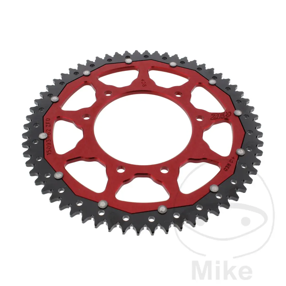 ZF Sprockets rozeta DUA 62Z pro řetěz 428 červená ZF vnitřní průměr 105 rozteč děr 125 APRILIA RX 125 4T  ABS 18-20, RX 125 4T  ABS EURO5 21-24, RX