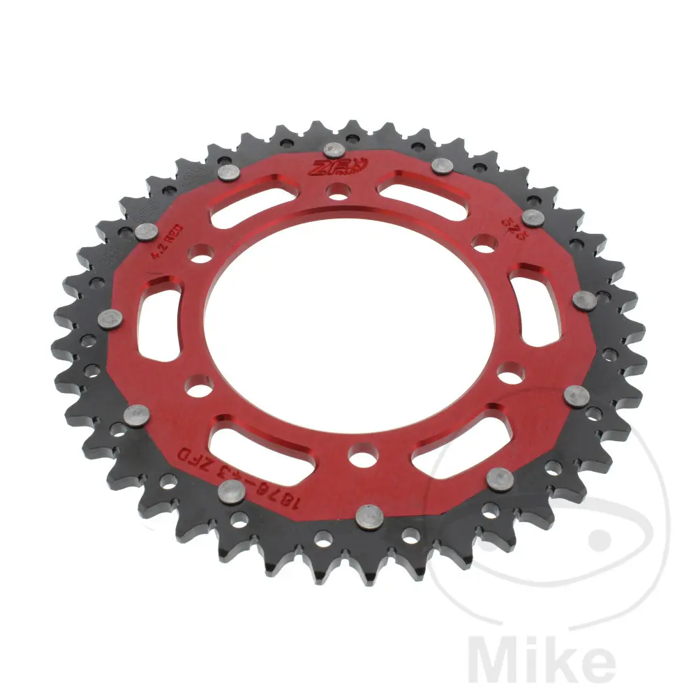 ZF Sprockets rozeta DUA 43Z pro řetěz 525 červená ZF vnitřní průměr 110 rozteč děr 130 SUZUKI GSX-R 600 11-17, GSX-R 600 UF 11-16, GSX-R 600 UE 11-13,