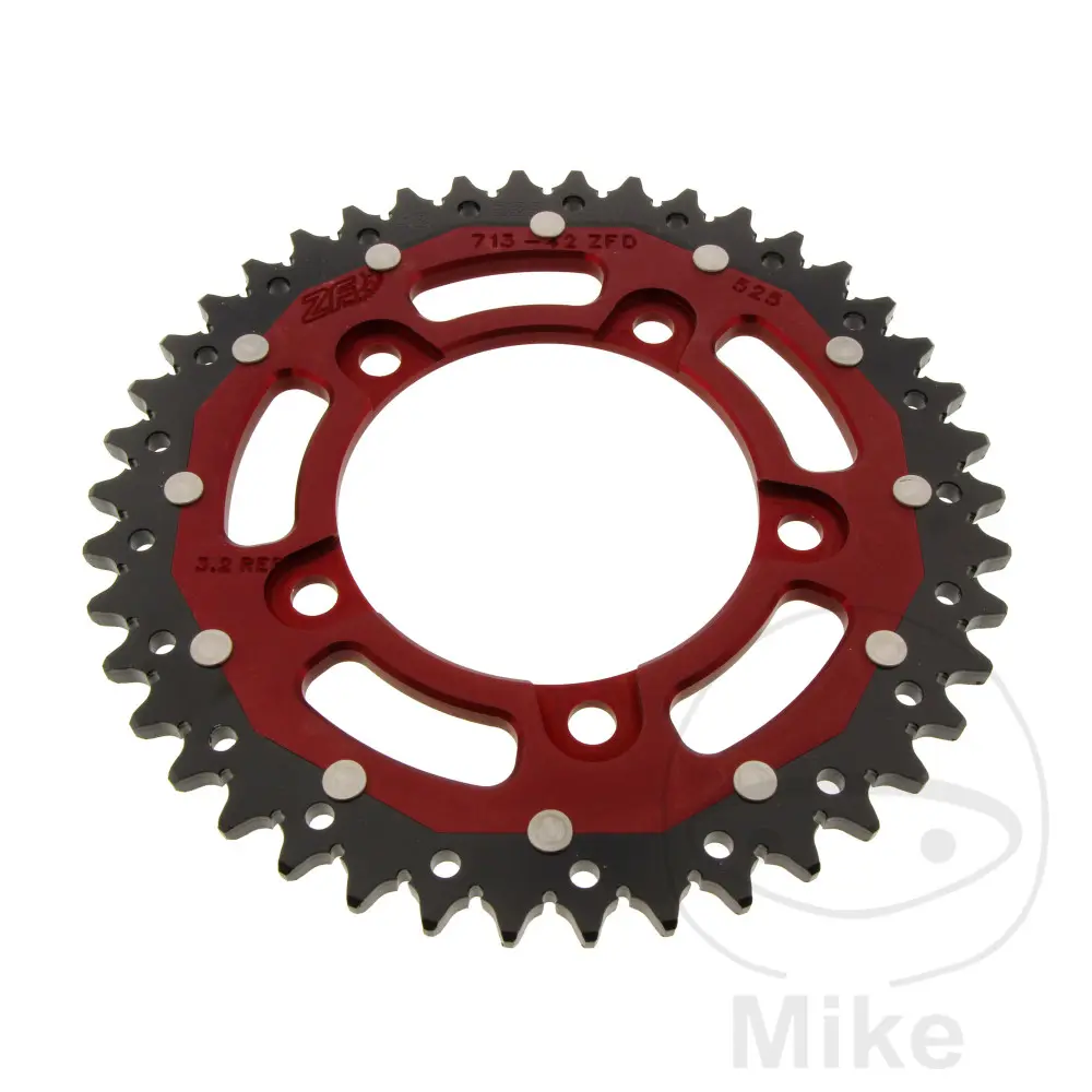 ZF Sprockets rozeta DUA 42Z pro řetěz 525 červená ZF vnitřní průměr 100 rozteč děr 120 APRILIA RSV4 1000 RR  ABS 15-20, RSV4 1000 R  ABS APRC 13-15,