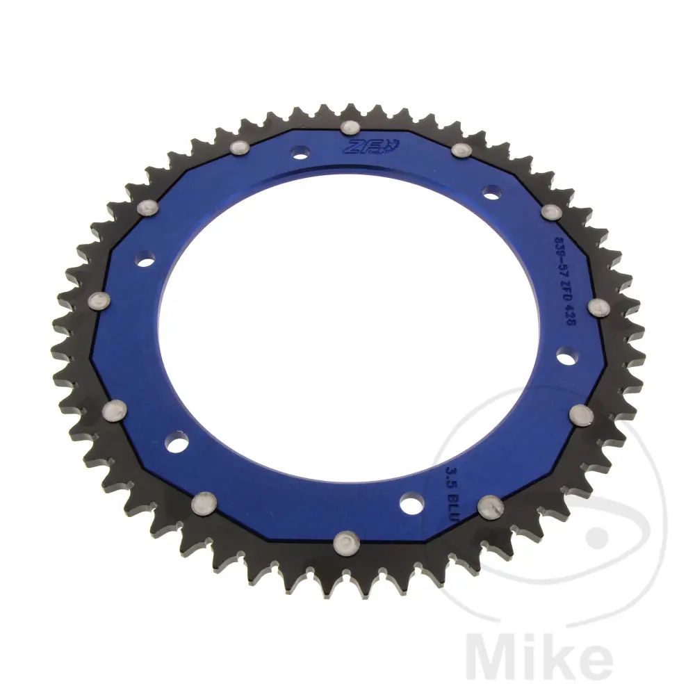 ZF Sprockets rozeta DUA 57Z pro řetěz 428 modrá ZF vnitřní průměr 152 rozteč děr 175 YAMAHA DT 125 RE 04-06, DT 125 RE MX EVERTS 05-06, DT 125 X