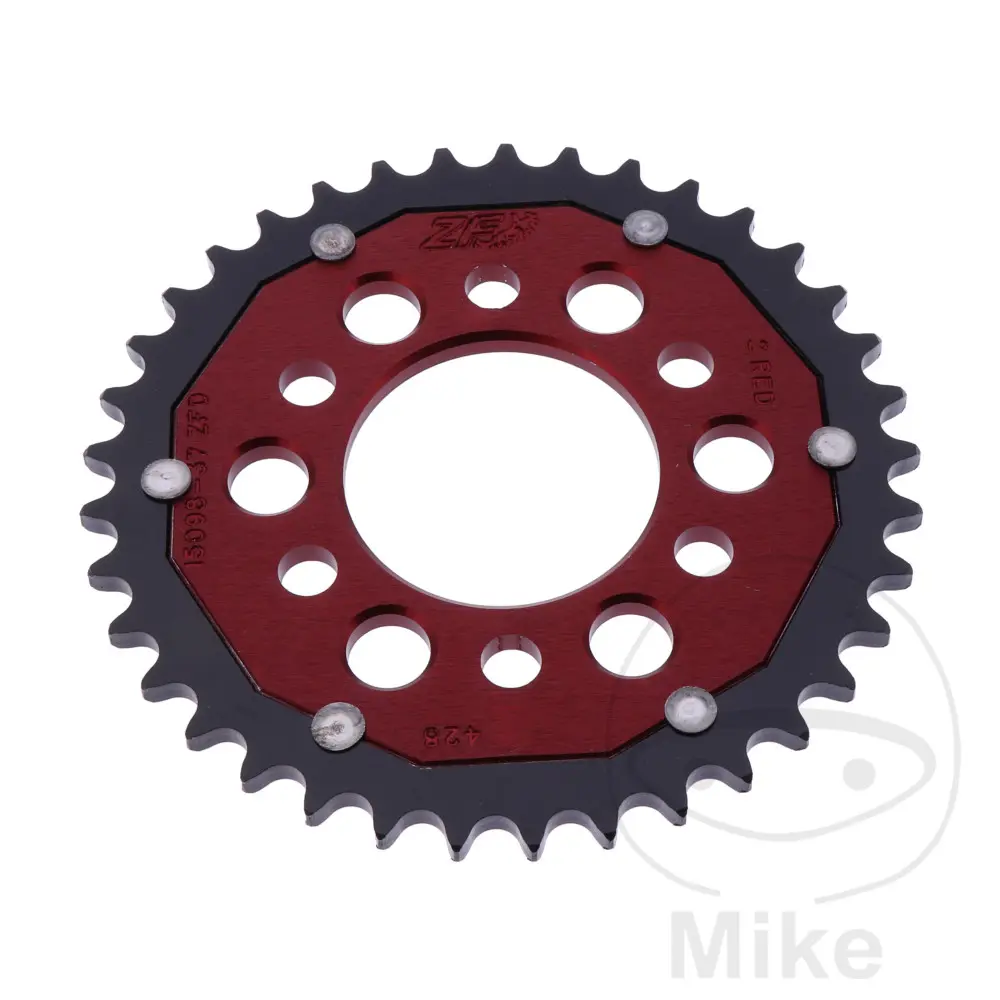 ZF Sprockets rozeta DUA 37Z pro řetěz 428 červená ZF vnitřní průměr 058 rozteč děr 082 BENELLI BN 125  CBS 18-25, TNT 125 TORNADO NAKED CBS 17-25,