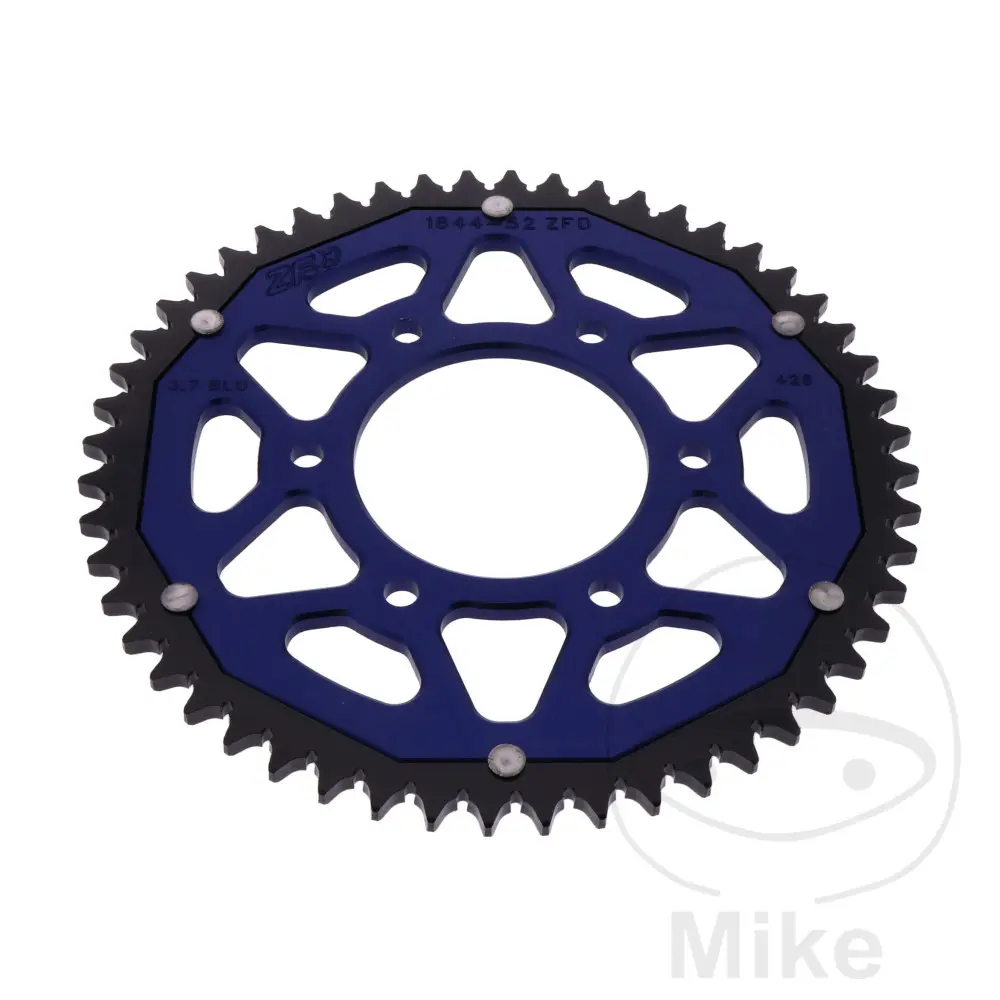 ZF Sprockets rozeta DUA 52Z pro řetěz 428 modrá ZF vnitřní průměr 076 rozteč děr 100 YAMAHA MT 125 14-16, MT 125 A  ABS 14-19, MT 125 A  ABS MTN125-A