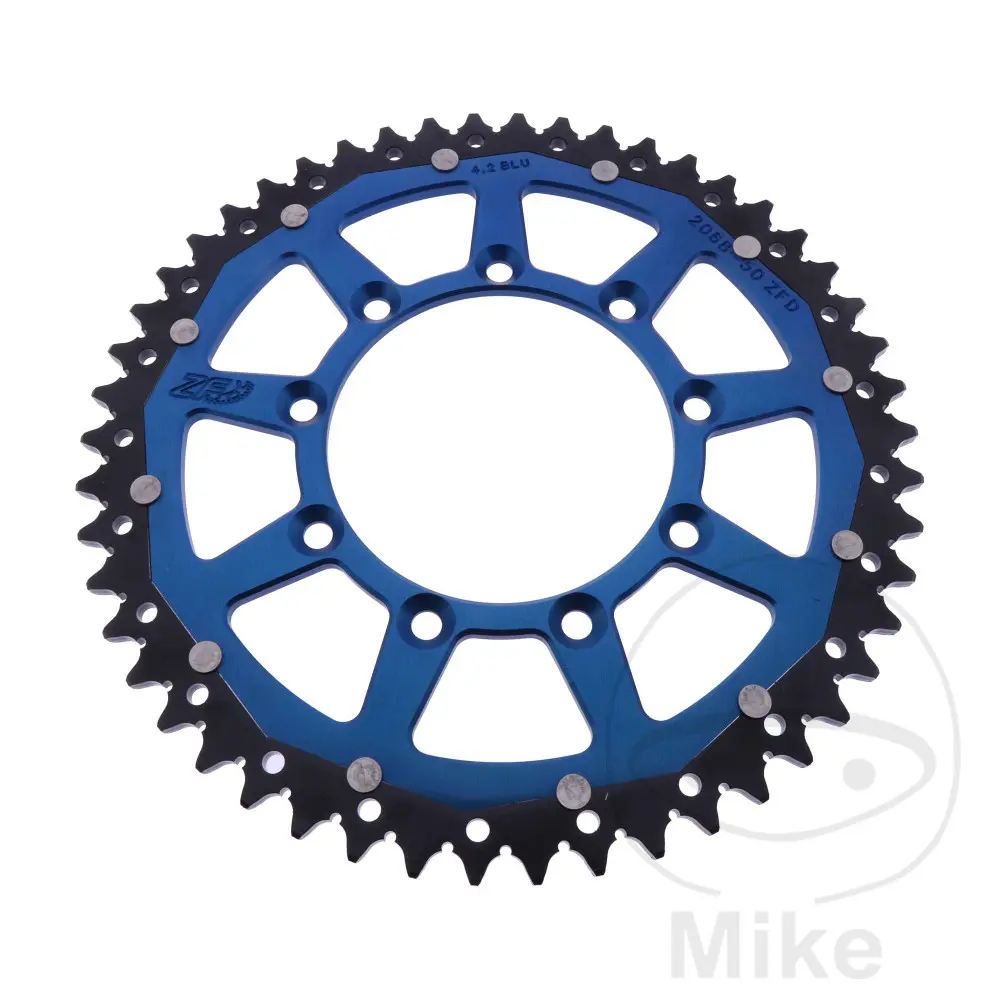ZF Sprockets rozeta DUA 50Z pro řetěz 520 modrá ZF vnitřní průměr 105 rozteč děr 124 TM RACING EN 125 05-19, RACING EN 125 F I 20-24, RACING EN 125 F