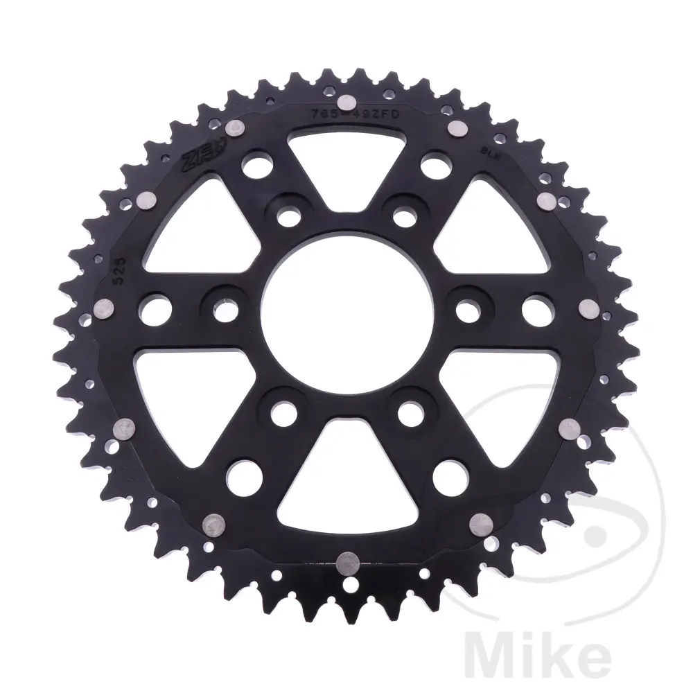 ZF Sprockets rozeta DUA 49Z pro řetěz 525 černá ZF vnitřní průměr 073 rozteč děr 103 DUCATI DESERT X 950  ABS 22-25, DESERT X 950 DISCOVERY ABS 25,