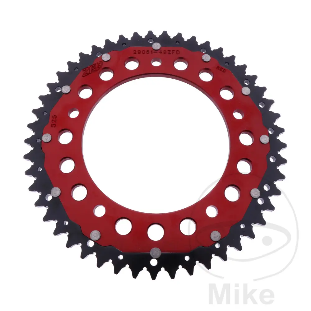 ZF Sprockets rozeta DUA 49Z pro řetěz 525 červená ZF vnitřní průměr 140 rozteč děr 169 INDIAN FTR 1200  ABS 19-25, FTR 1200 S  ABS 19-22, FTR 1200 A2