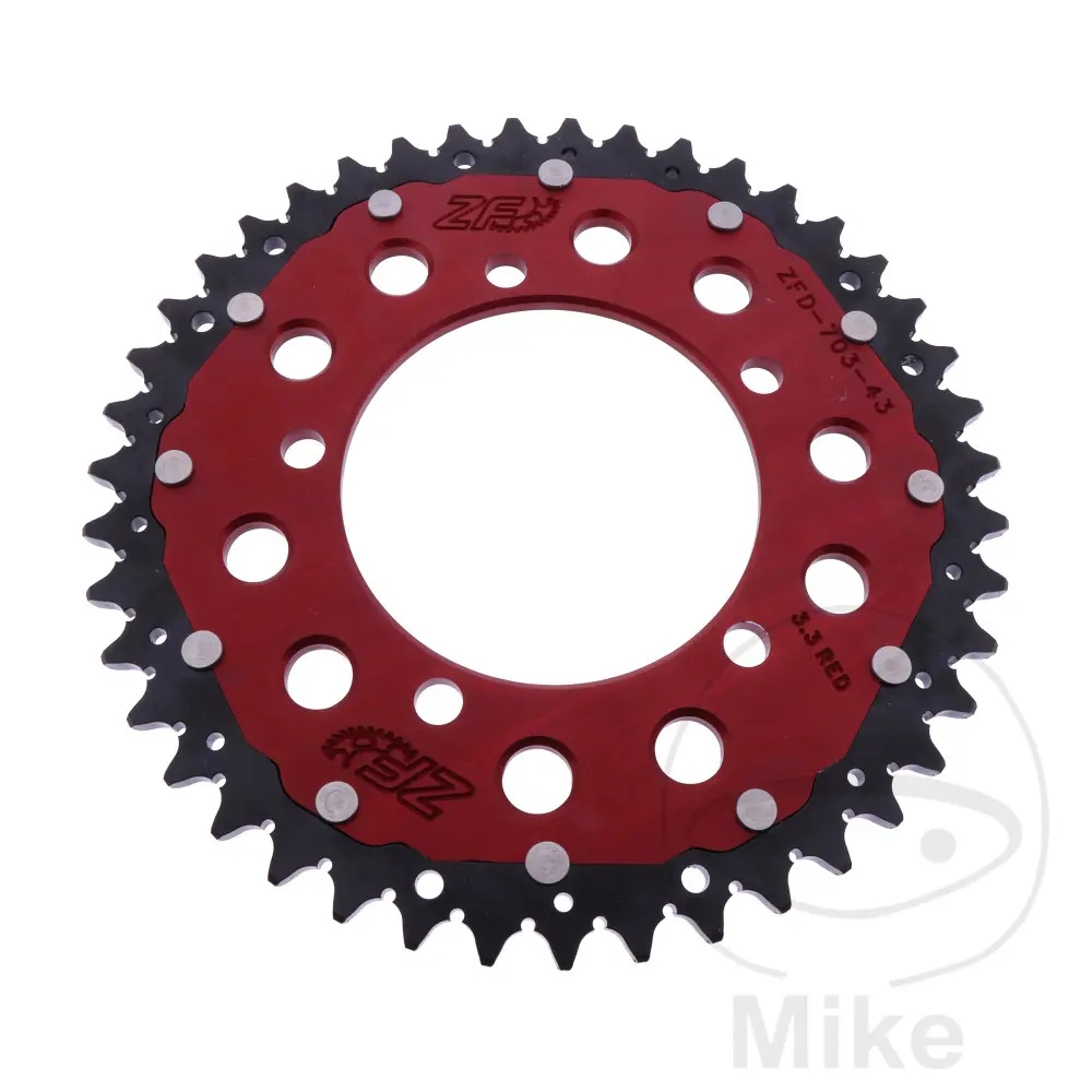 ZF Sprockets rozeta DUA 43Z pro řetěz 520 červená ZF vnitřní průměr 100 rozteč děr 120 APRILIA RS 125 EXTREMA/REPLICA 95-12, RS 125 EXTREMA/REPLICA 80