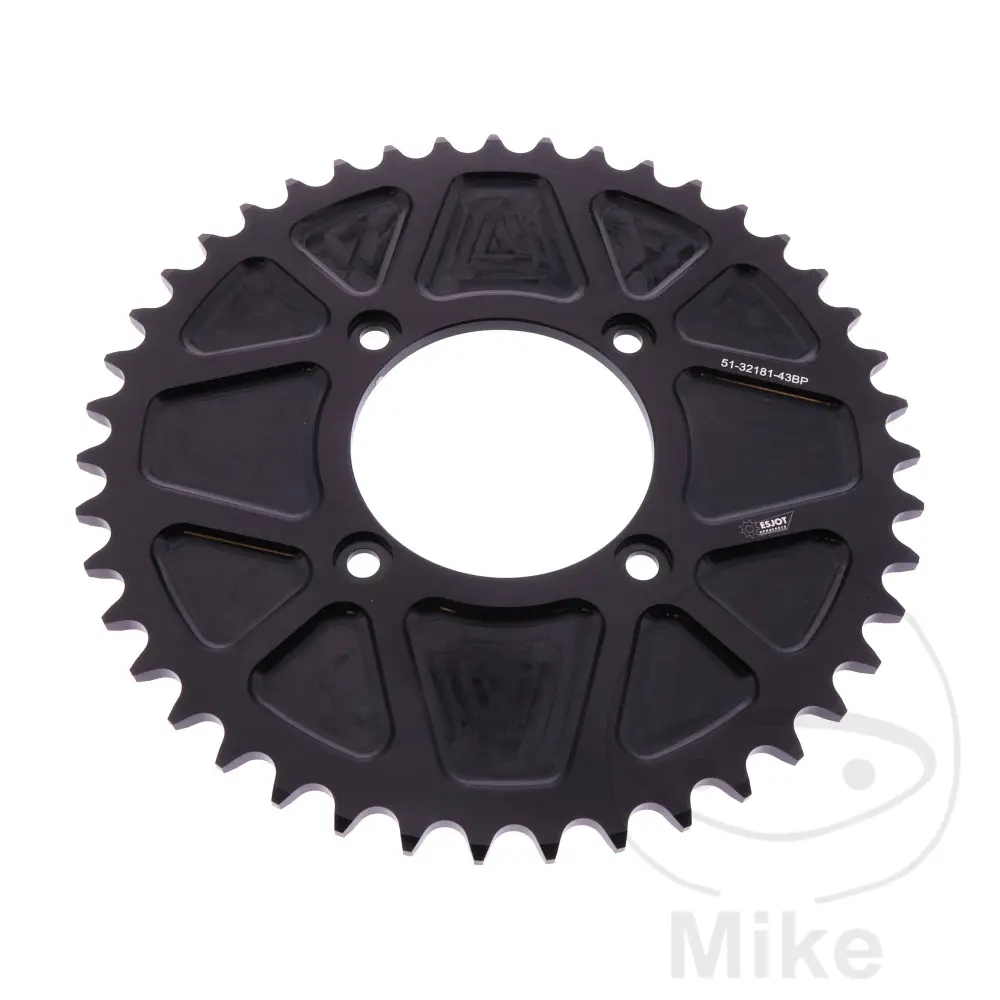 Esjot rozeta ALU 43Z pro řetěz 520 černá Esjot BETA EVO 125 16-25, EVO 125 FACTORY 16-26, EVO 200 09-24, EVO 200 FACTORY 21-24, EVO 250 4T 09-18, EVO