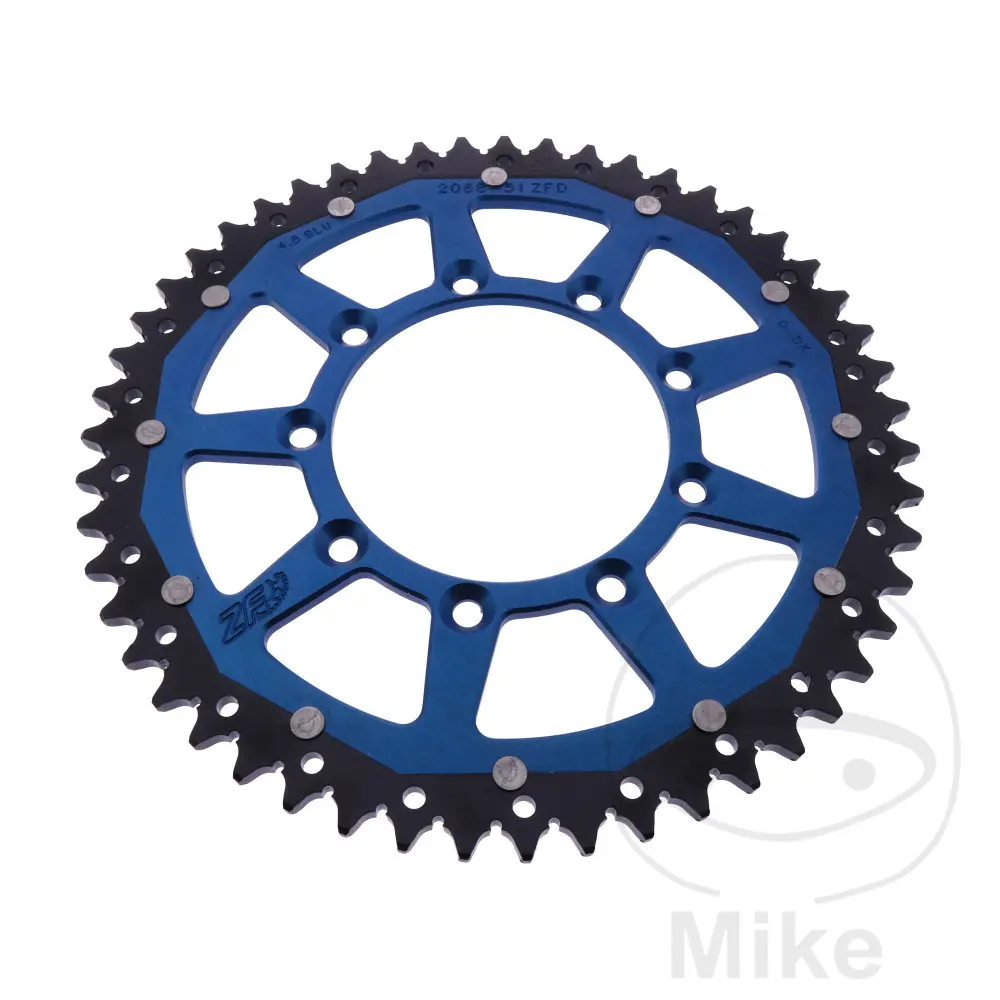 ZF Sprockets rozeta DUA 51Z pro řetěz 520 modrá ZF vnitřní průměr 105 rozteč děr 124 TM RACING EN 125 05-19, RACING EN 125 F I 20-24, RACING EN 125 F