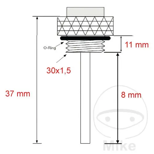 JMP ukazatel teploty oleje 30X1.5MM KAWASAKI KLR 600 84-89, KLR 650 87-98, VN 800 95, VN 800 CLASSIC 96, VN 800 DRIFTER 99, W 650  VYSOKÁ ŘIDÍTKA