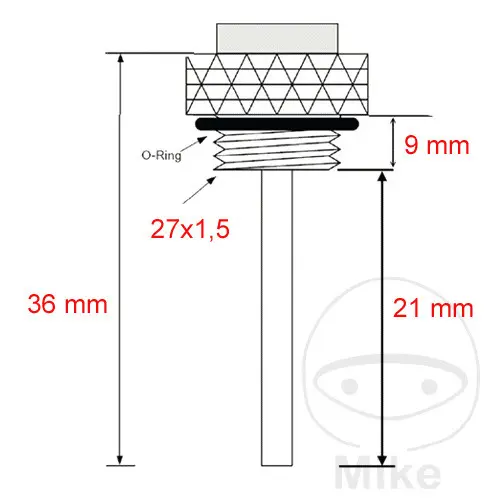 JMP měrka teploty oleje M 27X1.5 mm YAMAHA FJ 1100 84-85, FJ 1200 86-97, FJ 1200 A  ABS 91-94, FZ 750 85-86, FZ 750 GENESIS 87-94, FZR 1000 GENESIS