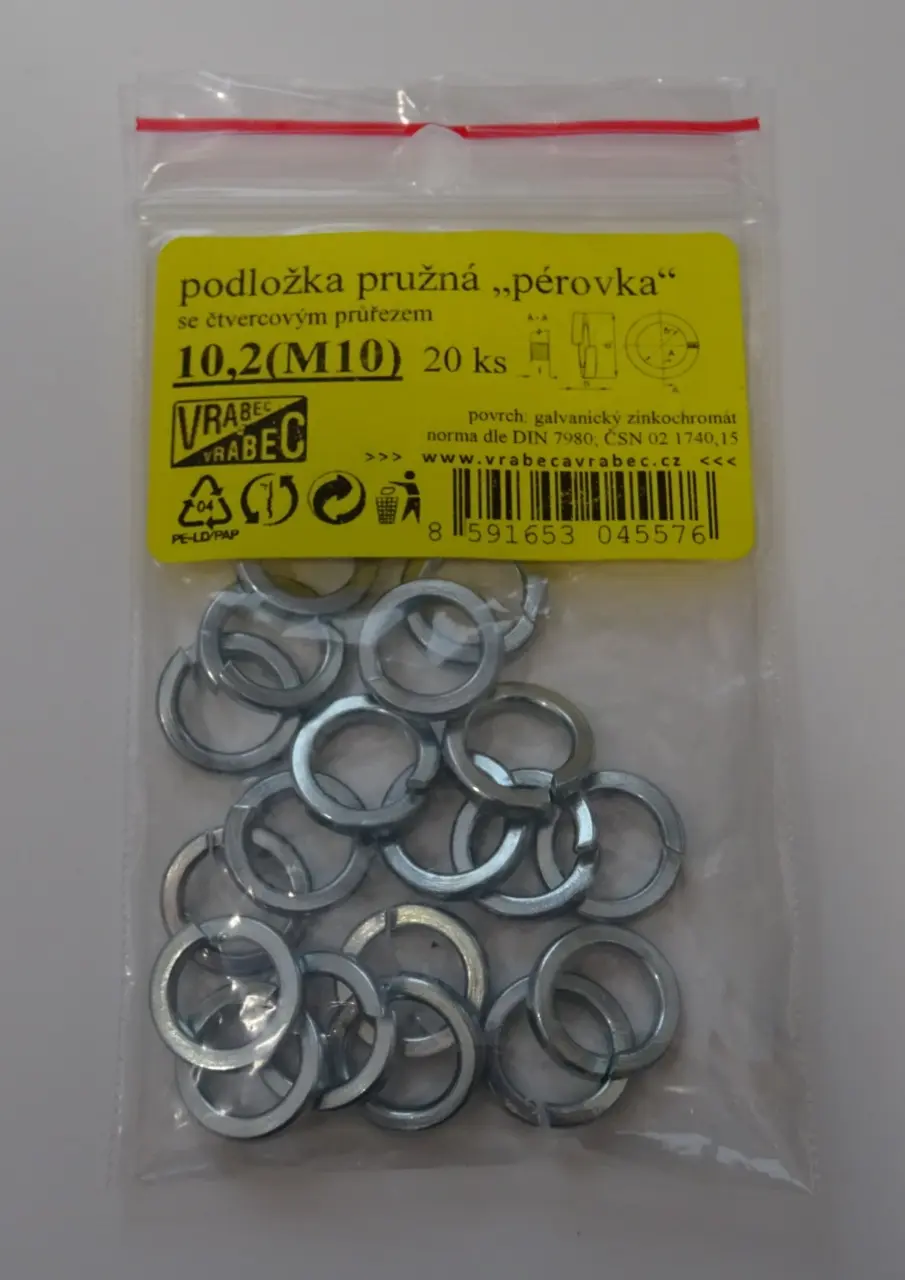 Podložky pružné DIN 7980 Zn - pérovky, pozinkované, různé rozměry, Velikost: M5